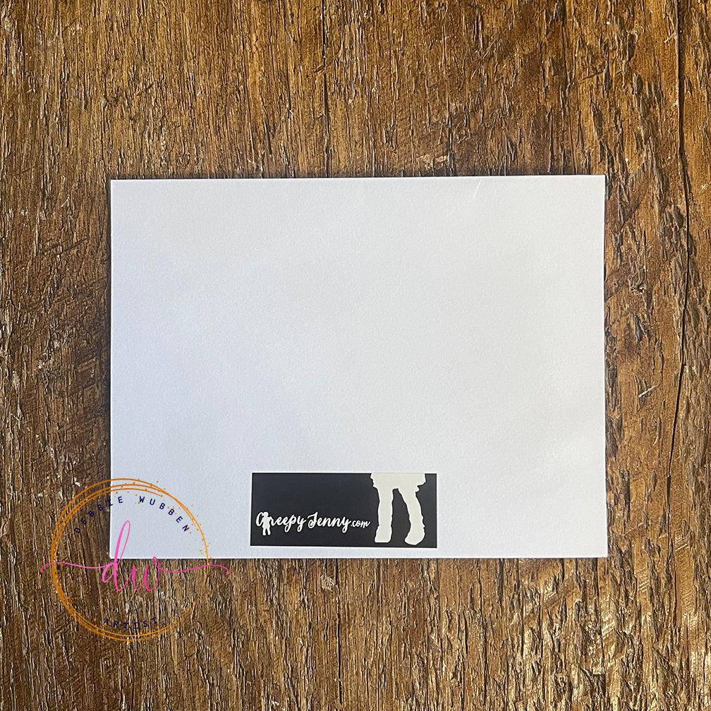 Creepy Doll Greeting Card, we are waiting for you