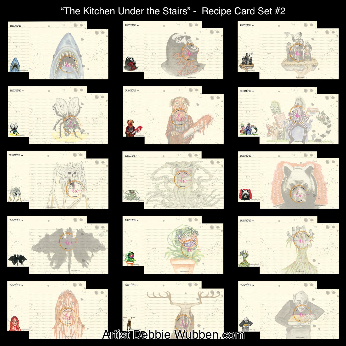 Horror Movie Recipe Cards Set#2