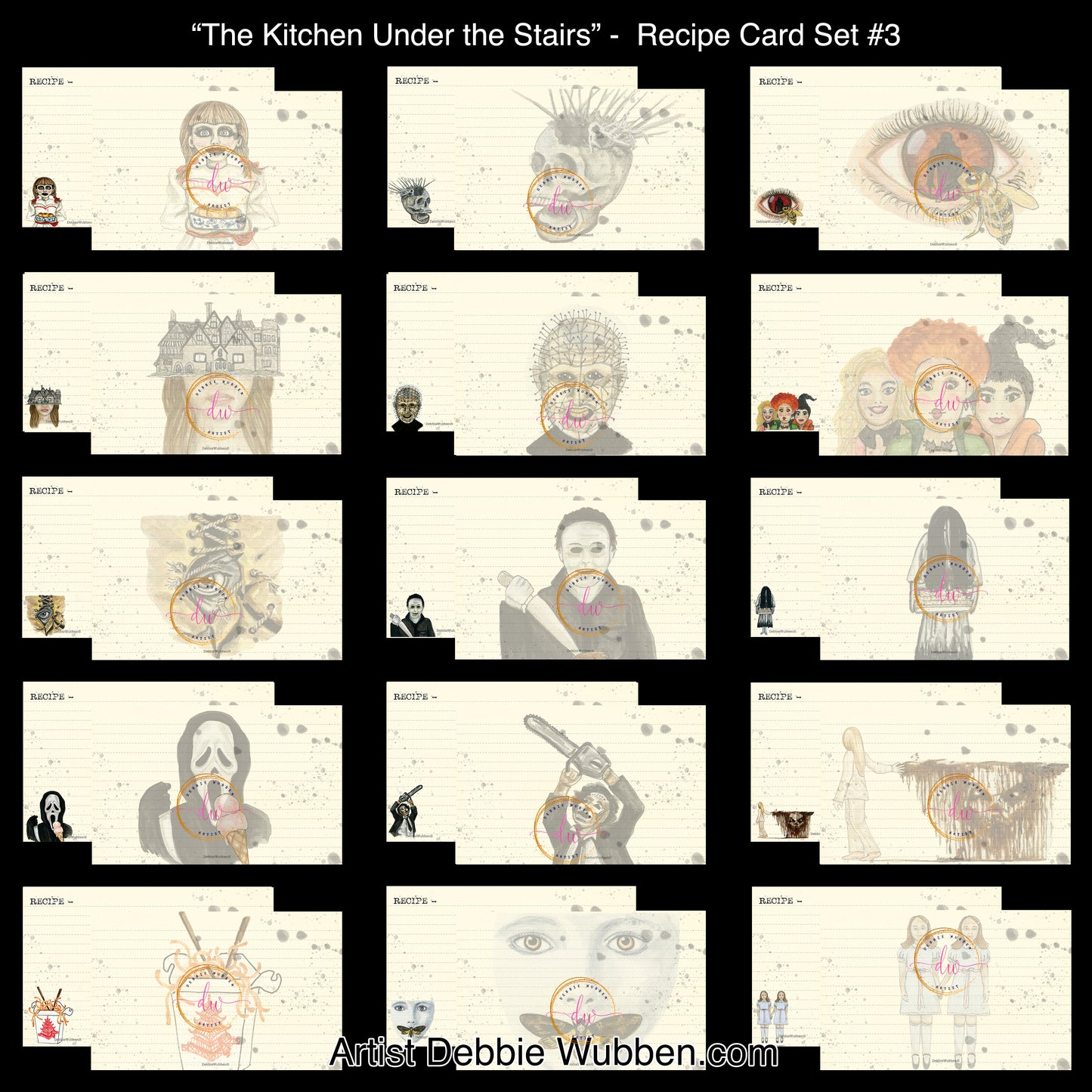 Horror Movie Recipe Cards Set#3