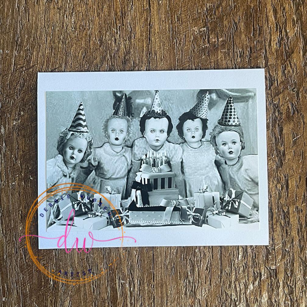 Creepy Birthday Card, Vintage Doll Party Invitation