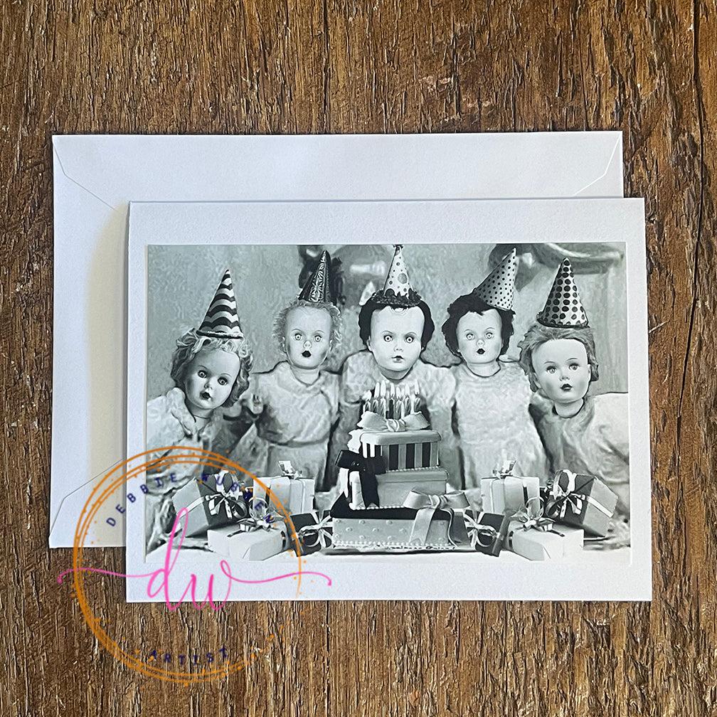 Creepy Birthday Card, Vintage Doll Party Invitation