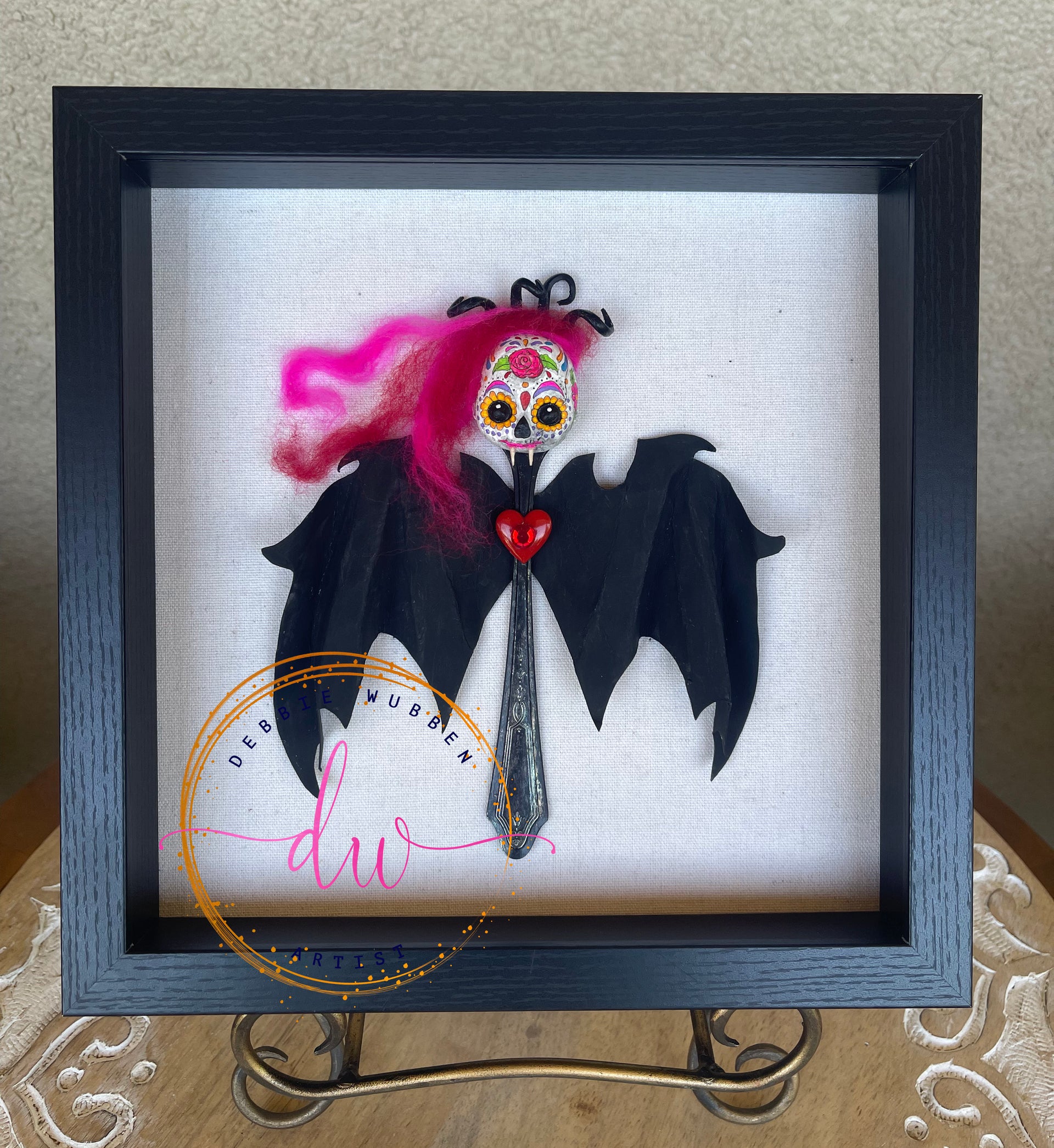 "Vampest" Dia de los Muertos bat-creature 4 vintage silver